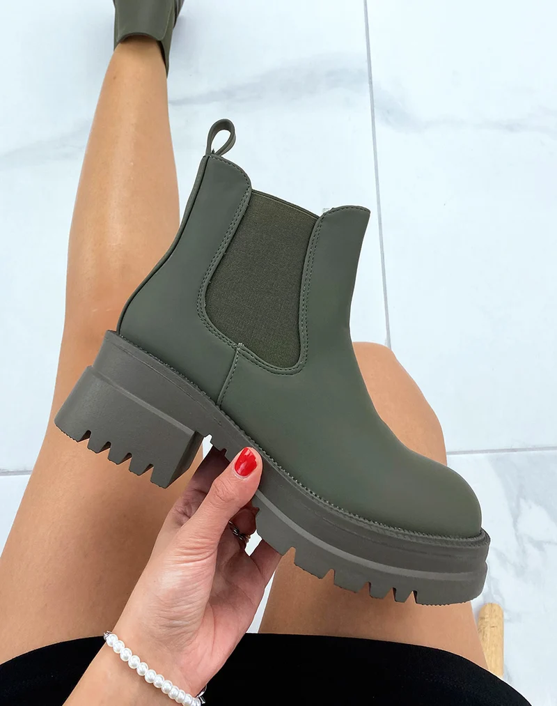 Chelsea boots basses kaki gommé