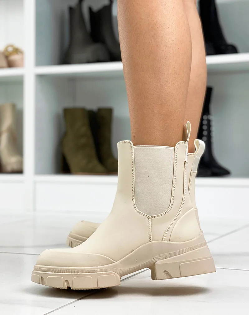 Bottines gommées beiges style chelsea