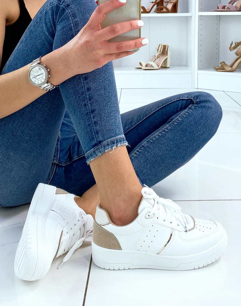 Basket blanche et beige