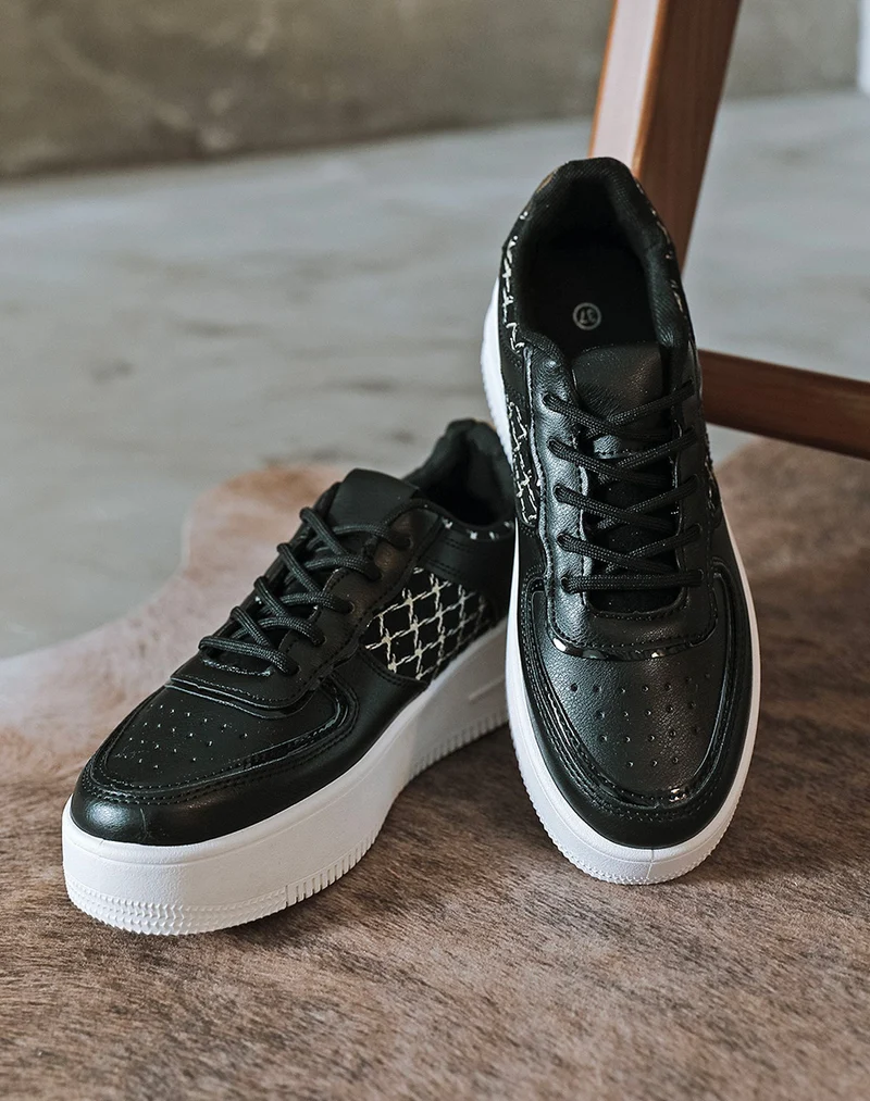 Baskets noires effet tweed