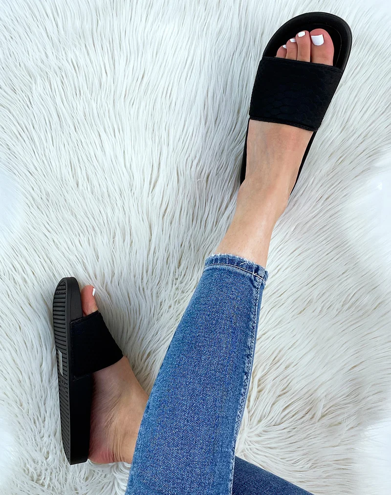 Mules noires effet snake