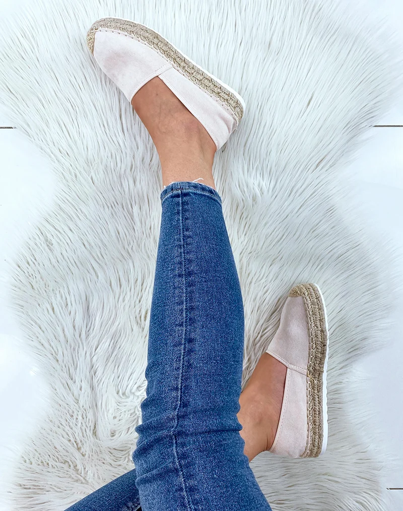 Espadrilles en jute et en suédine beige