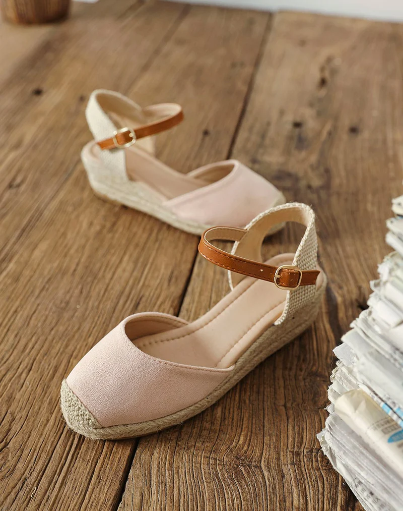 Compensée beige façon espadrille