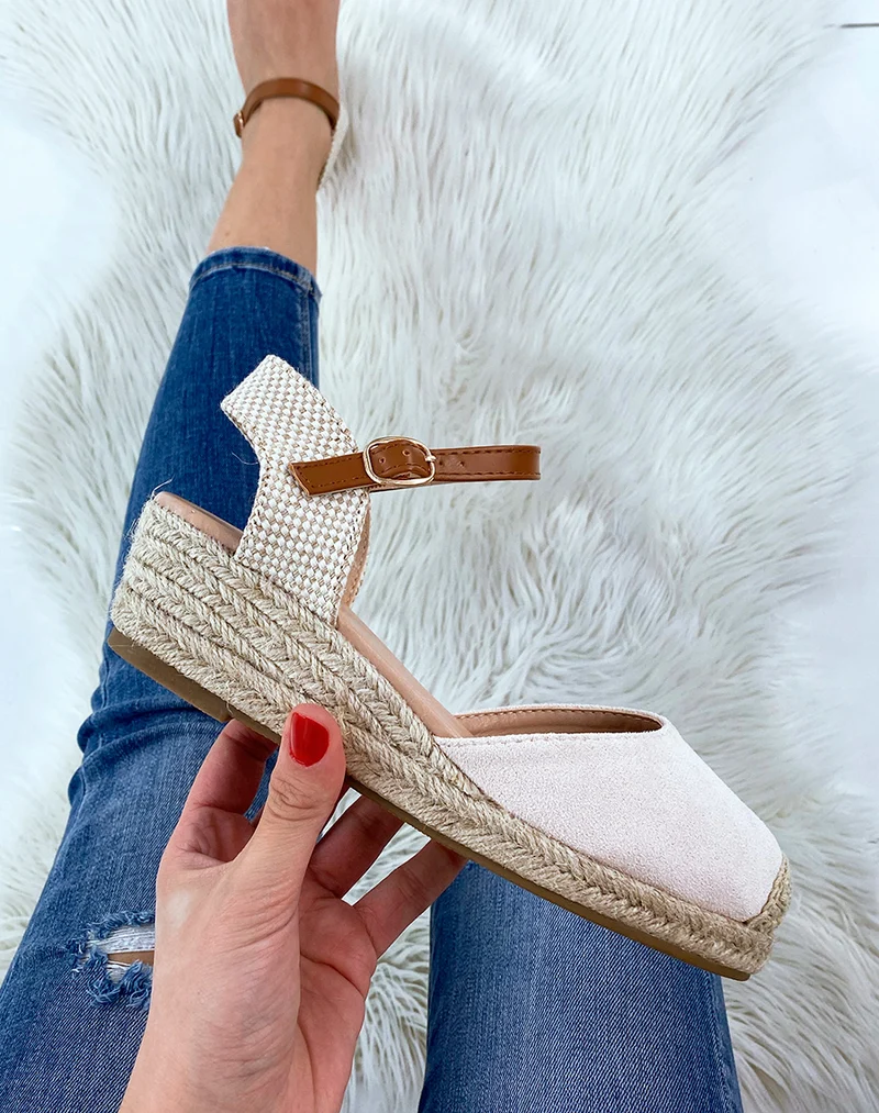 Compensée beige façon espadrille
