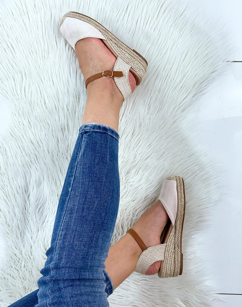 Compensée beige façon espadrille