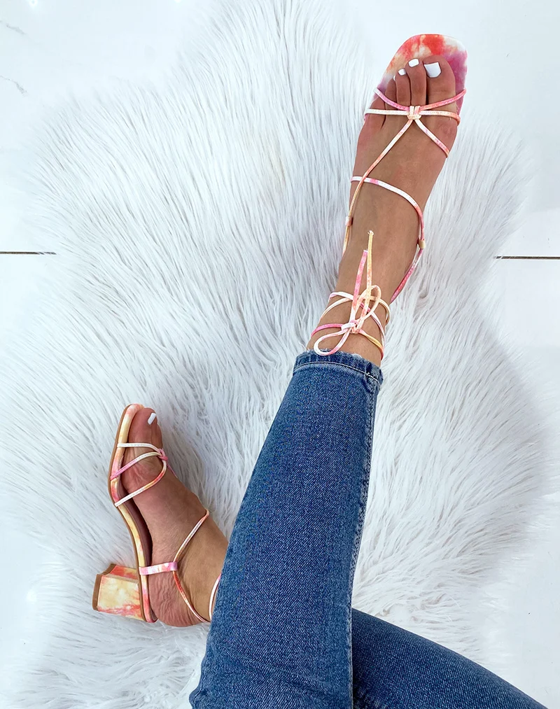 Sandale rose tie and dye à talon