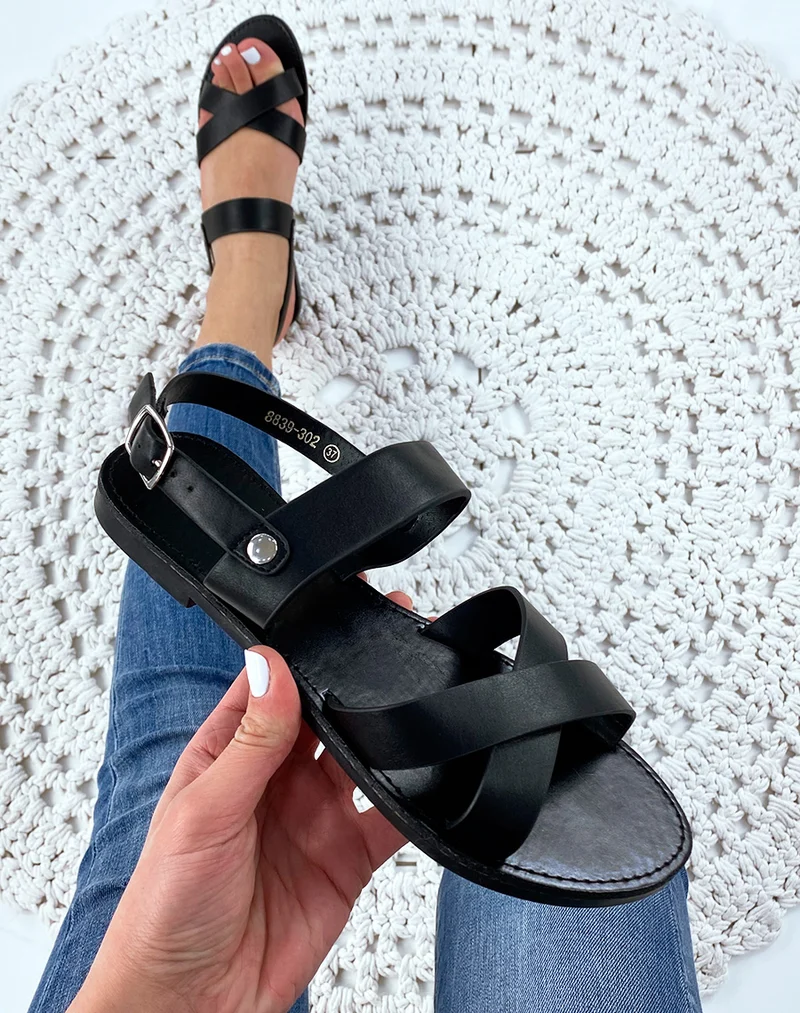 Nu-pieds à lanières épaisses noires