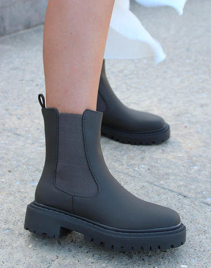 Bottines kakis style chelsea à bout carré