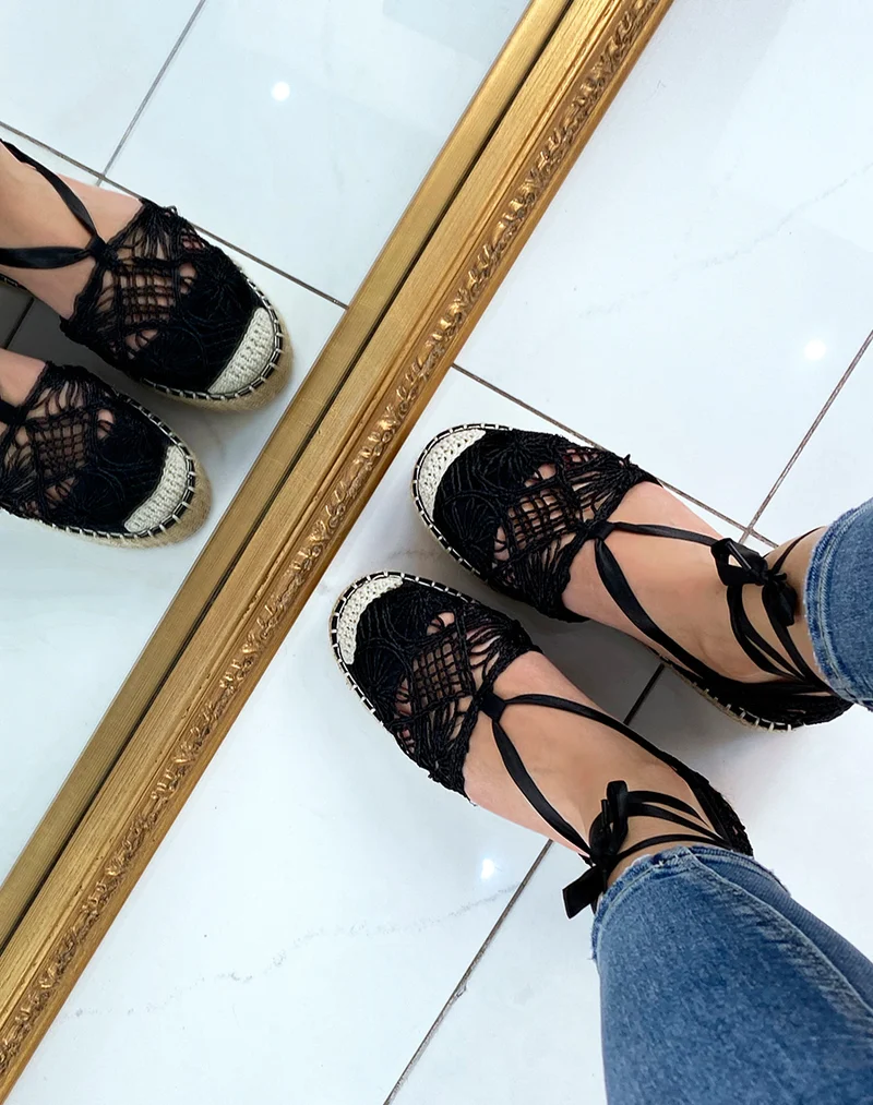 Espadrilles noire à talon en jute
