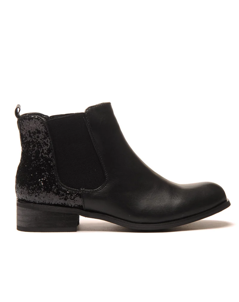Chelsea boots noire pailletées court