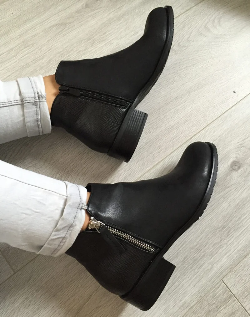 Bottines noires bi-matière