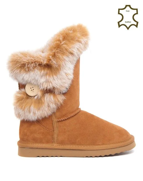 Botte neige Sinly Shoes camel doublure fourrure