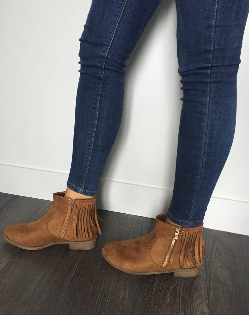 Bottines camel avec franges