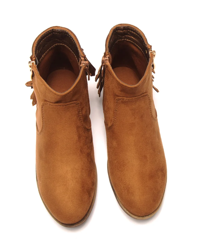 Bottines camel avec franges