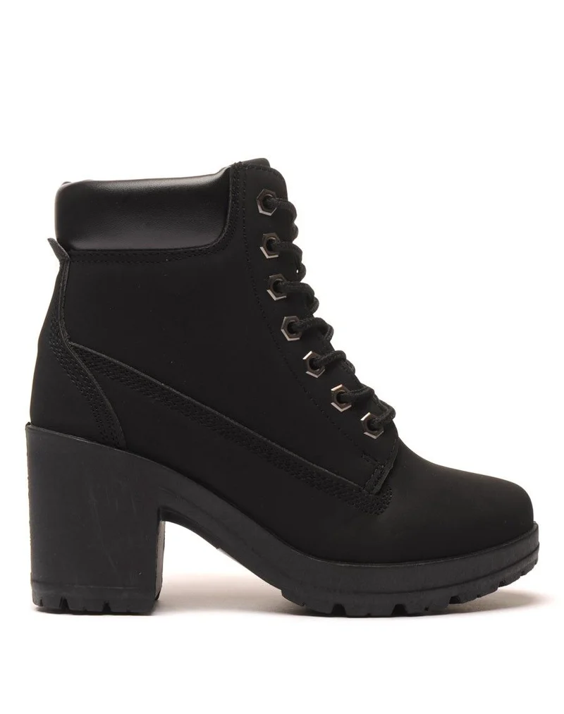 Bottine noire à talon avec lacets