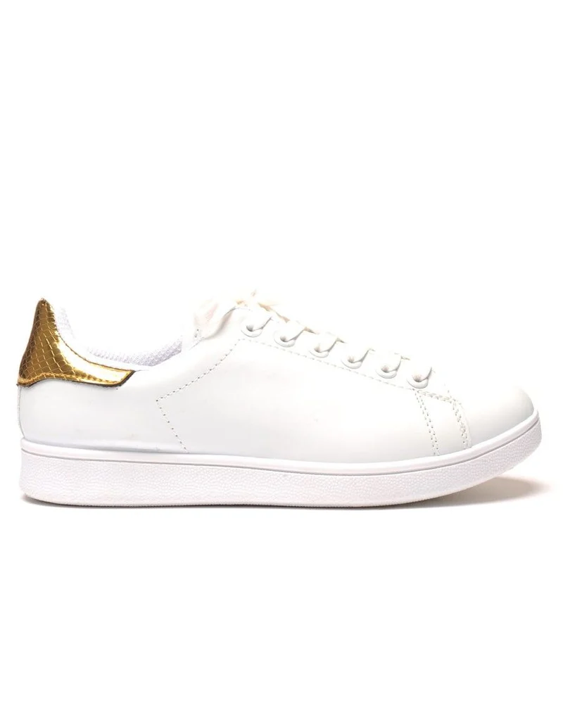 Baskets blanches imprimé python or