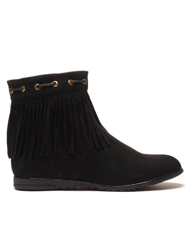 Bottine noire frange
