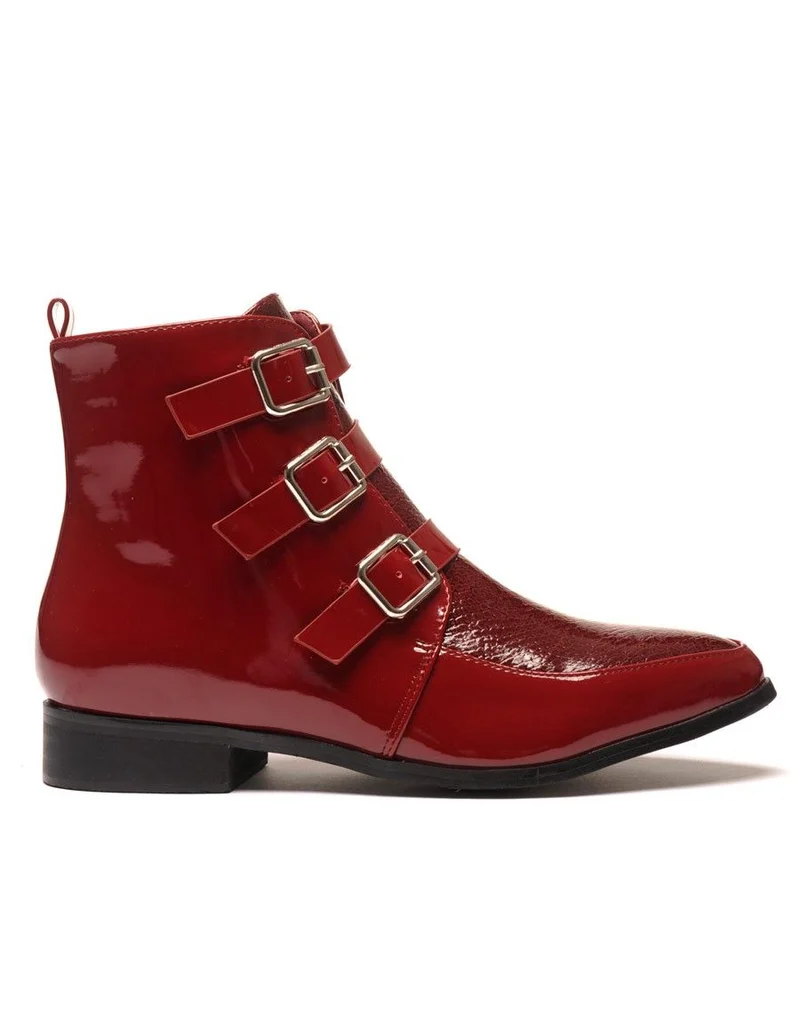 Bottine rouge verni python