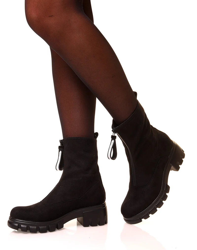 Bottines noires montantes en suédine