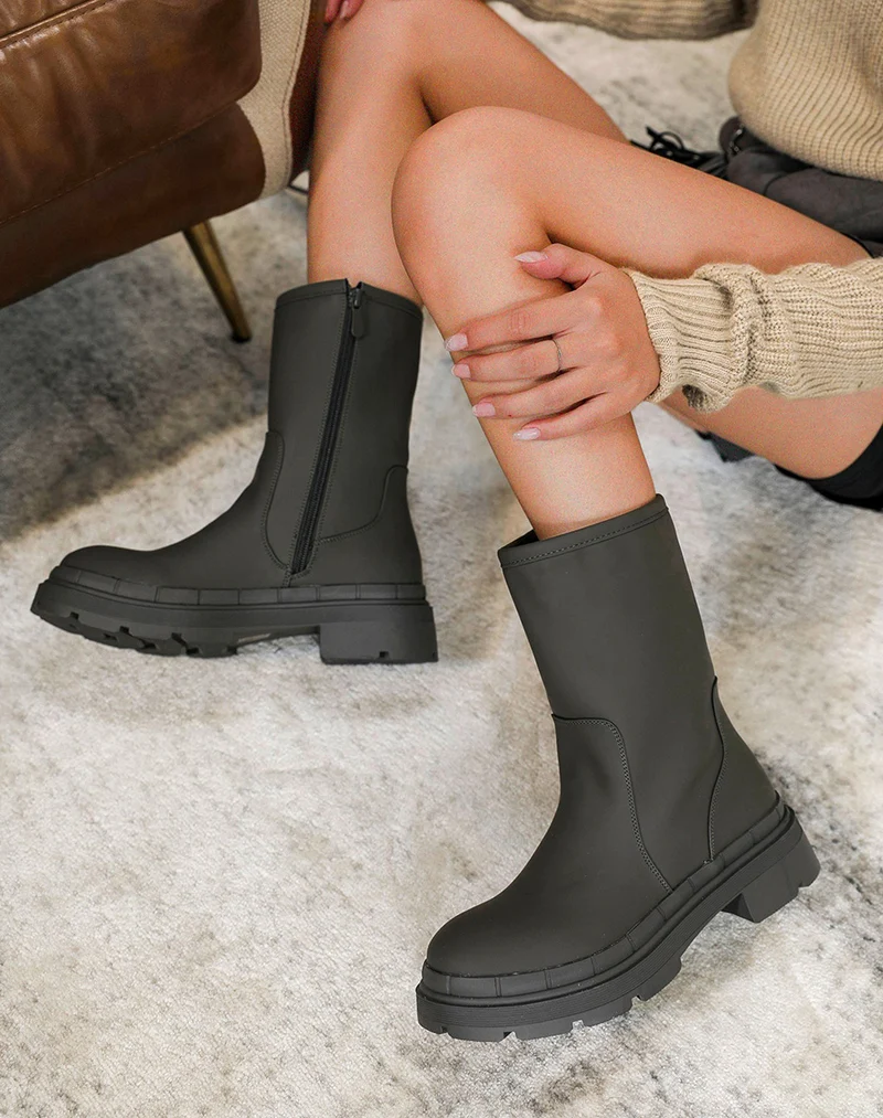 Bottines vert kaki gommées