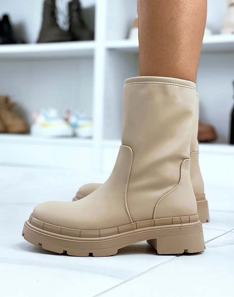 Bottines beiges gommées