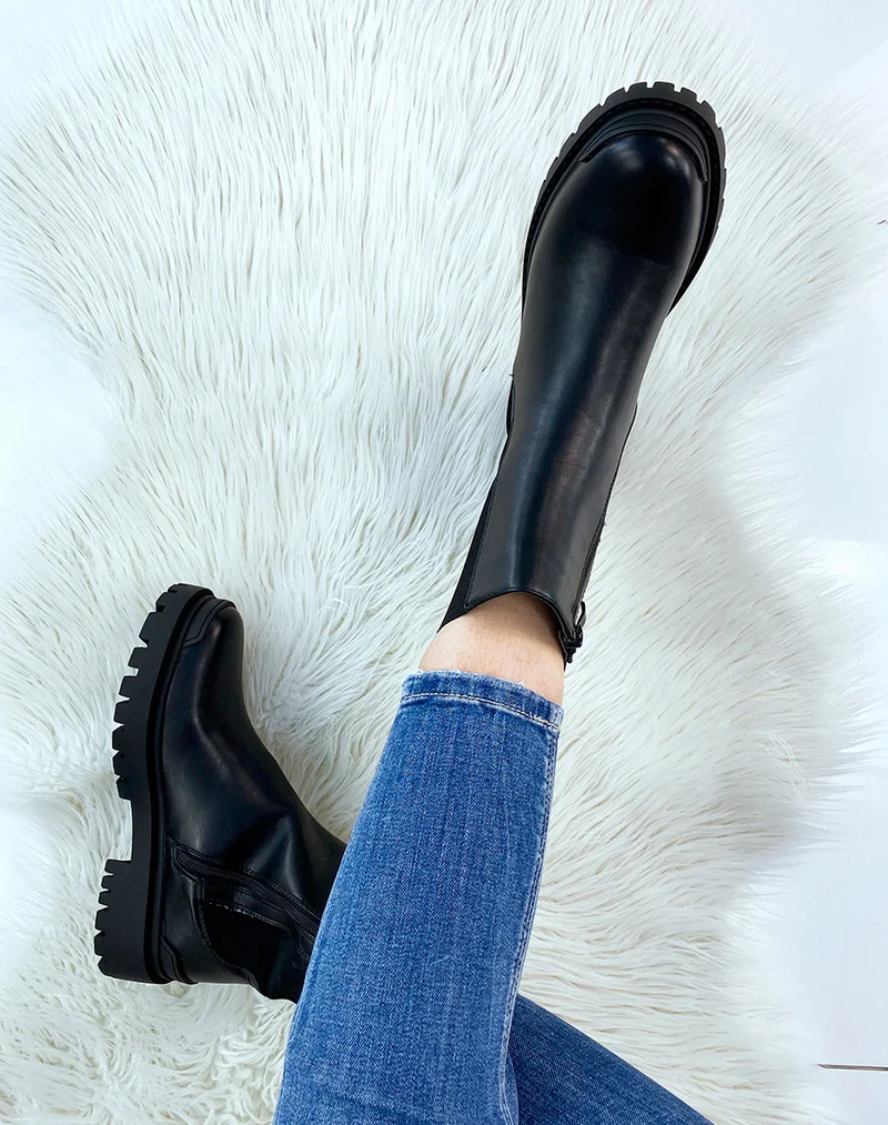 Bottines noires avec élastique épais