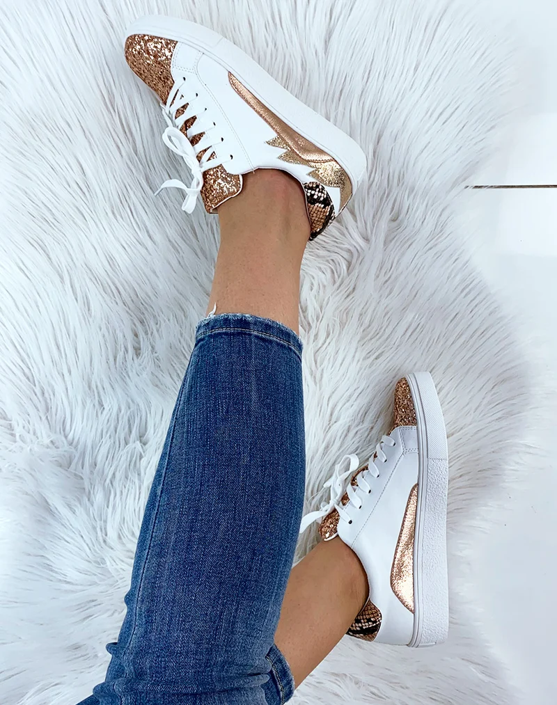 Basket rose gold à empiècements