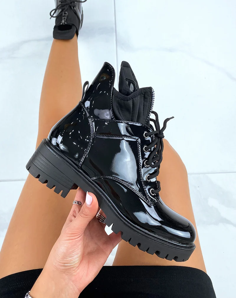 Bottines vernies noires montantes