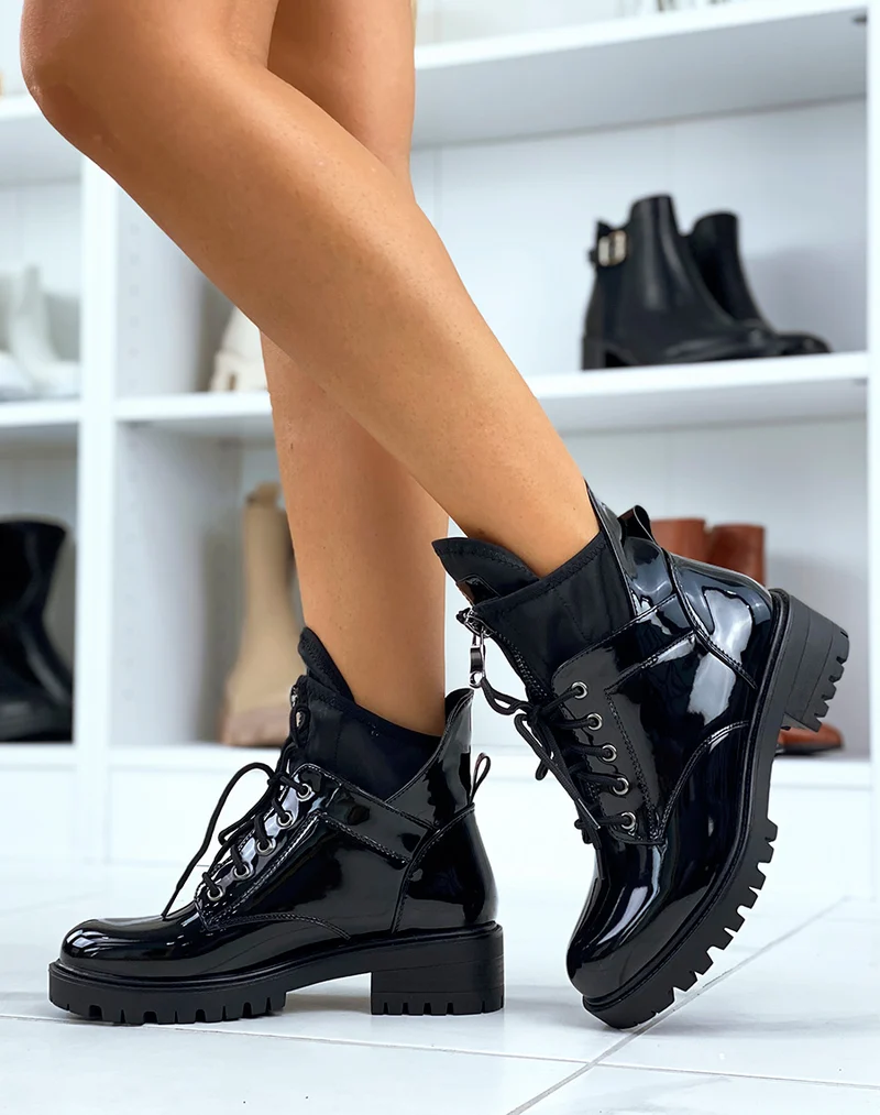 Bottines vernies noires montantes
