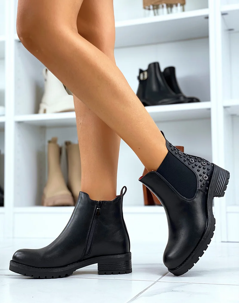 Chelsea boots noire à ornements