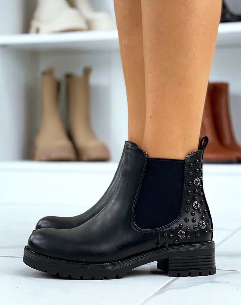 Chelsea boots noire à ornements