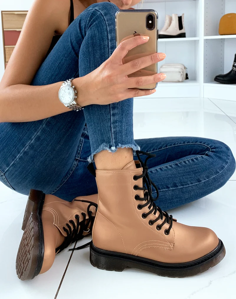 Bottines montante champagne