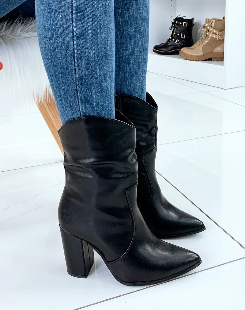 Santiags noires à talons