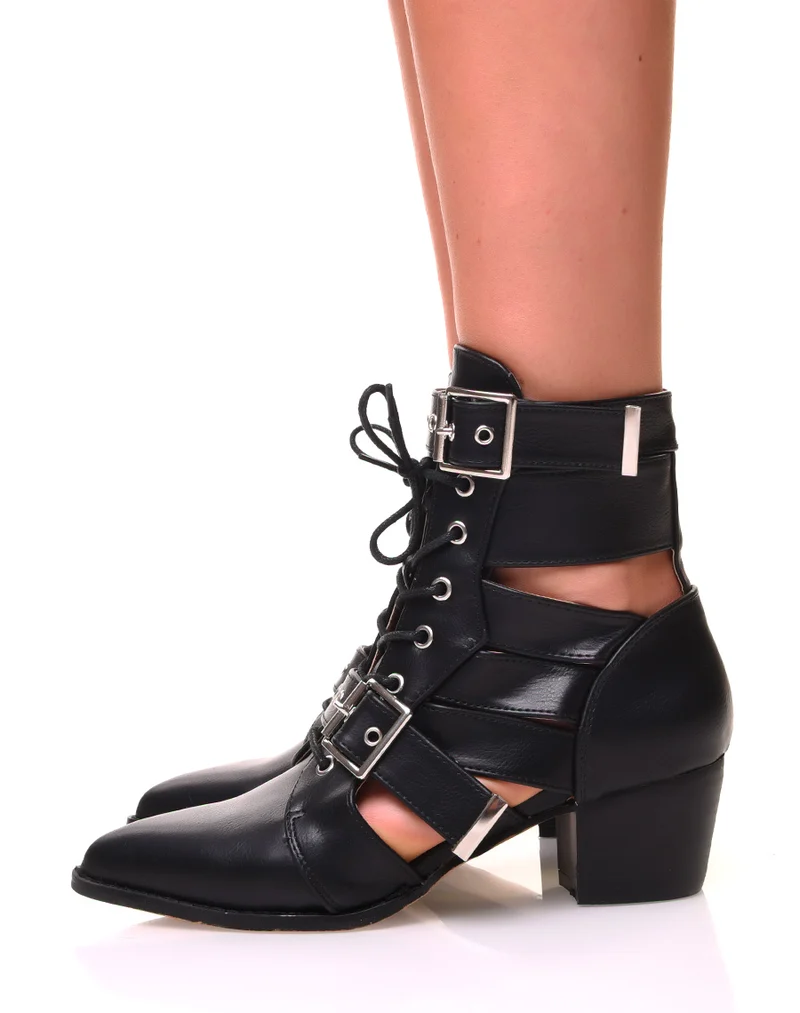 Santiags noires ouvertes