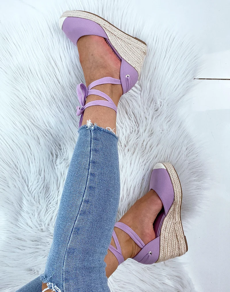Espadrille à talon compensé violette
