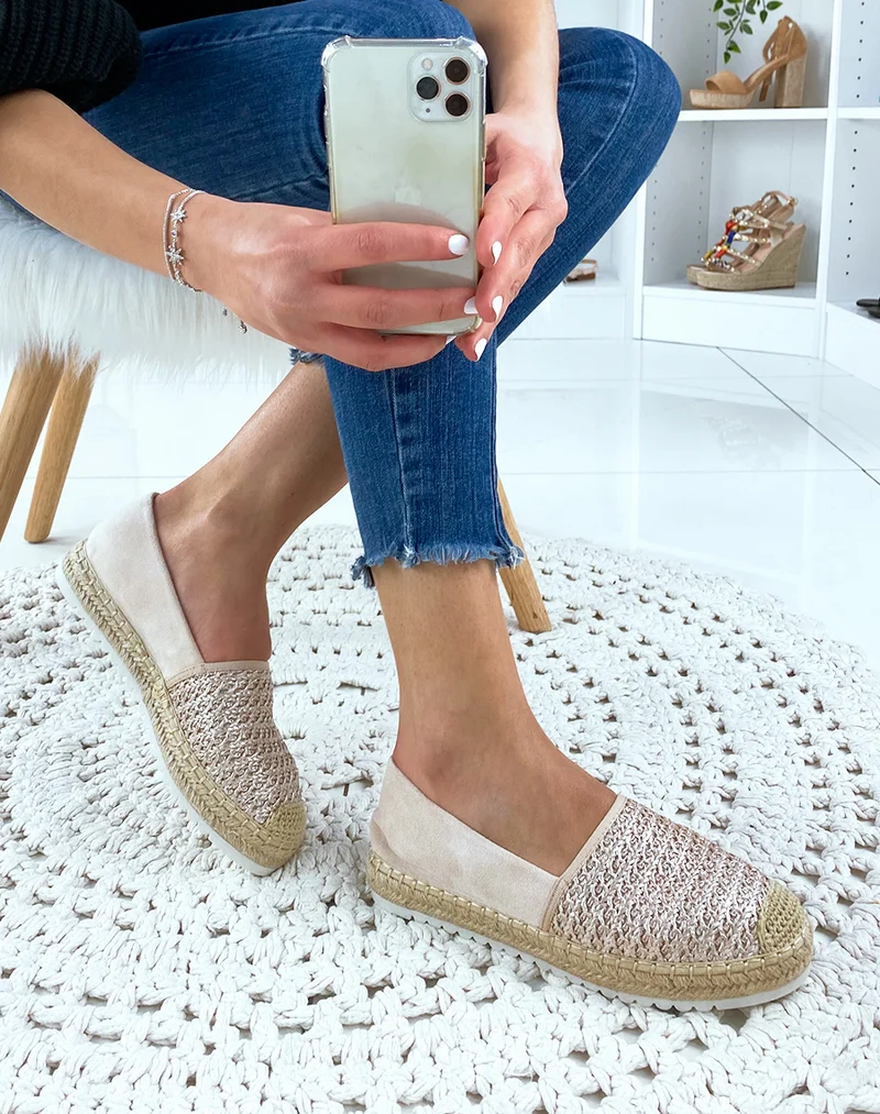 Espadrilles en jute rose