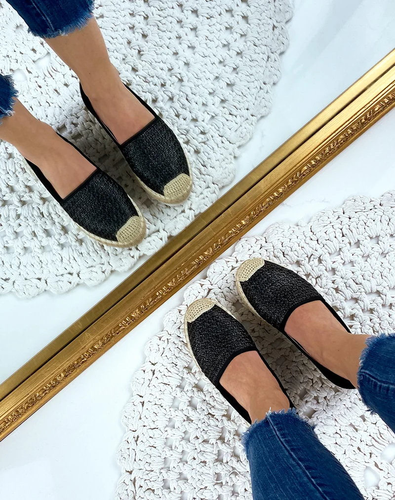 Espadrilles en jute noir