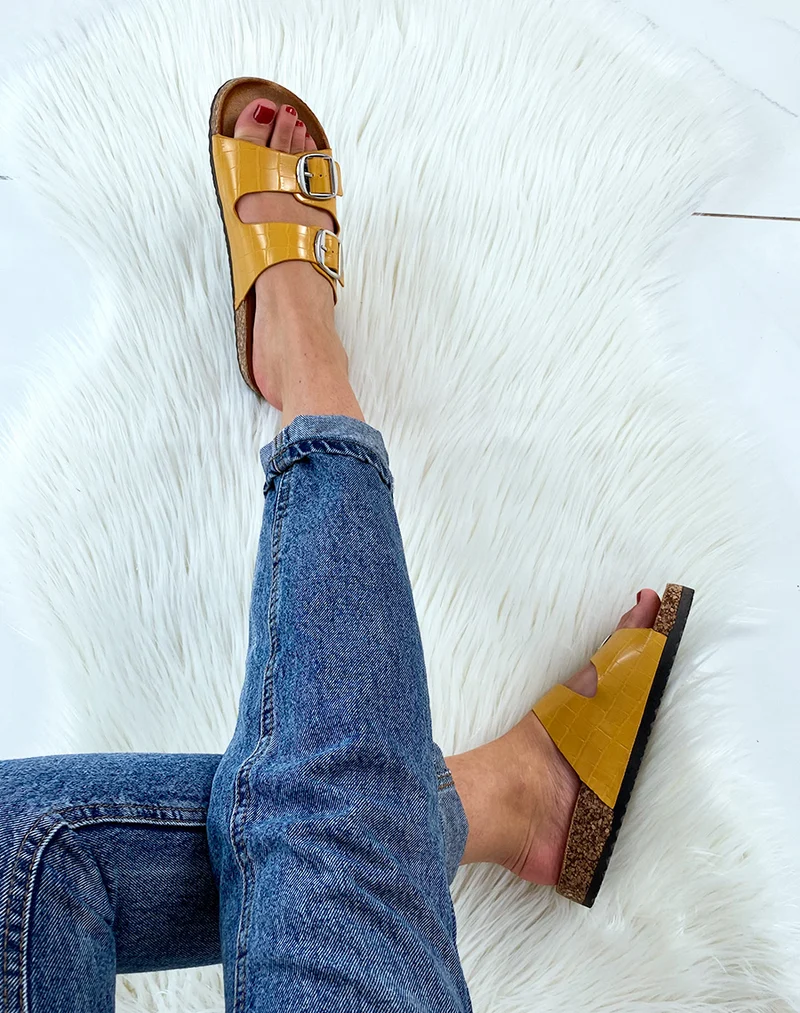 Mules yellow à deux brides