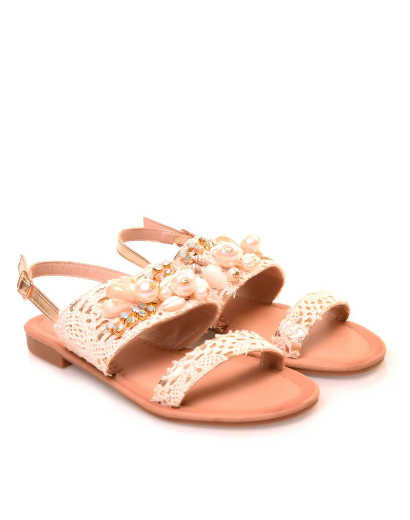 Nu-pieds beiges à doubles sangles
