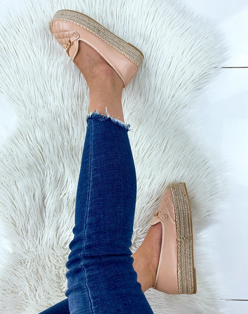 Espadrilles rose poudré matelassées à plateforme