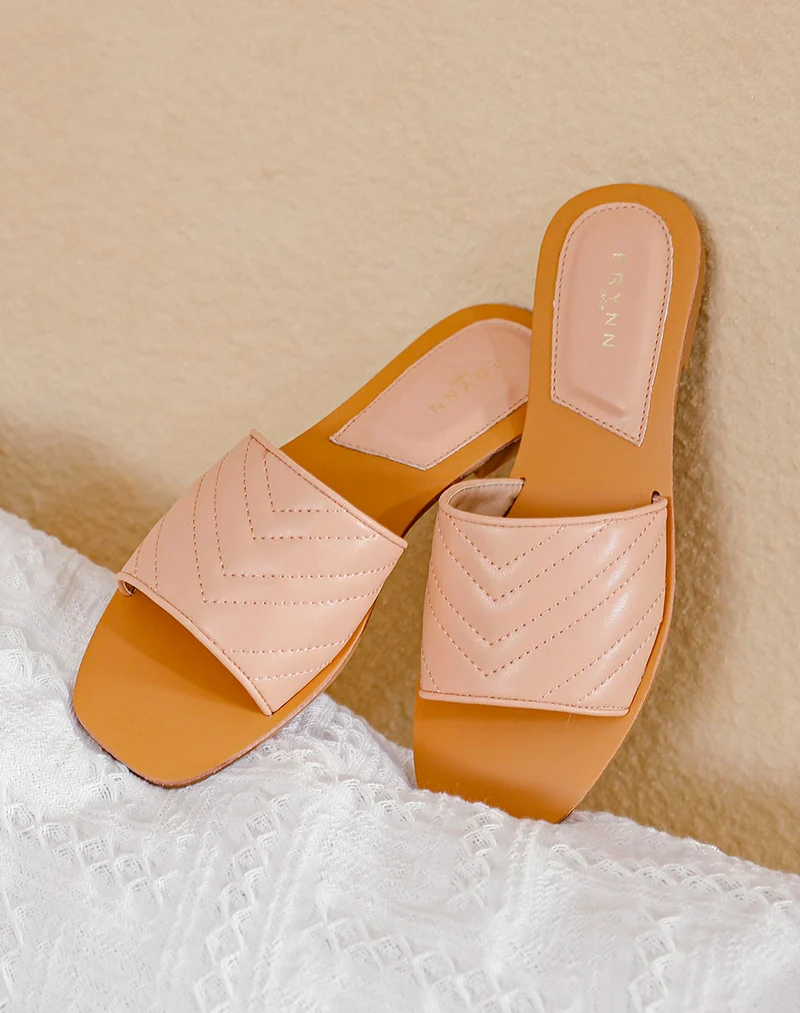 Mule en simili cuir rose