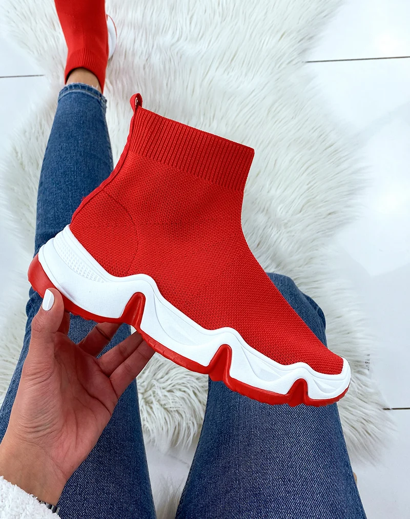 Baskets chaussette rouge