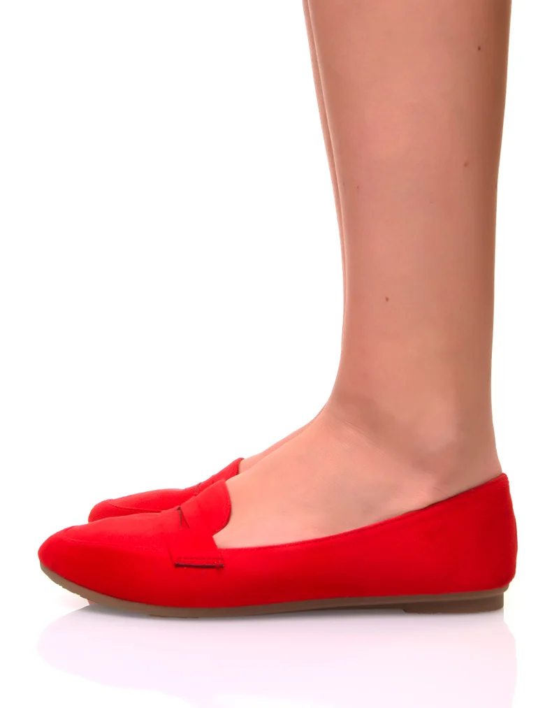 Mocassins en suédine rouge
