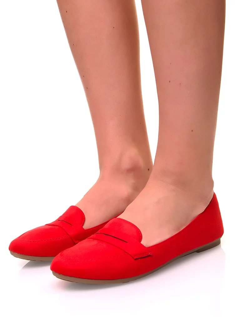 Mocassins en suédine rouge