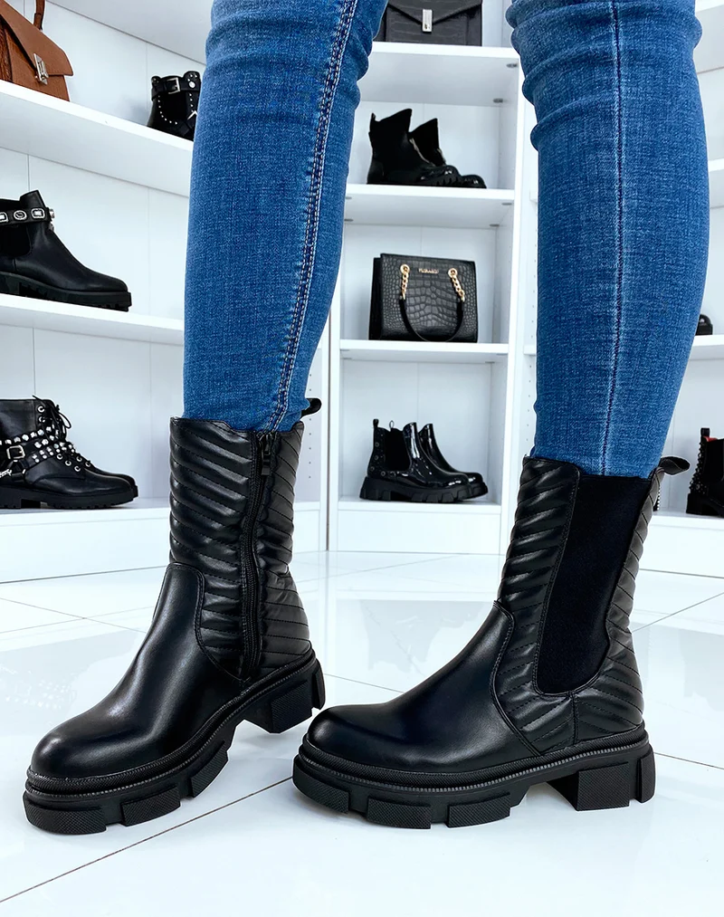 Bottines noires matelassé