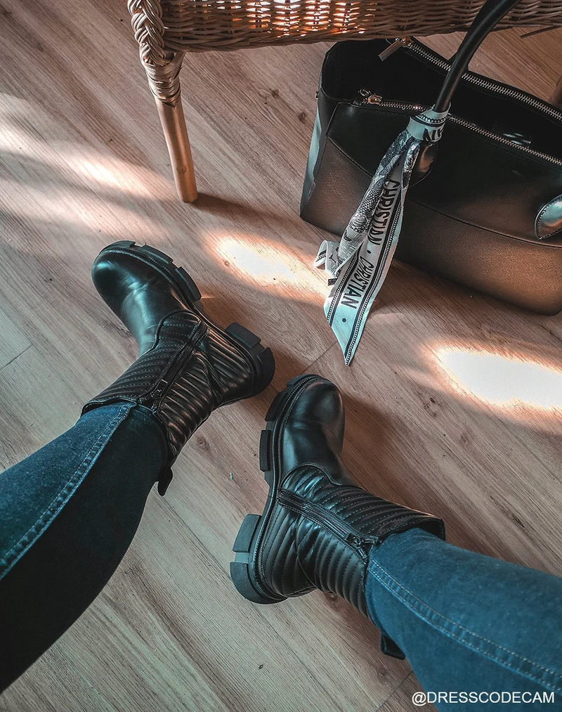 Bottines noires matelassé