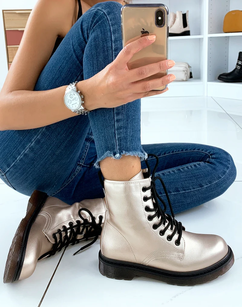 Bottines montante beige