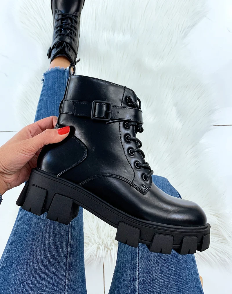 Bottines hautes noires à plateforme