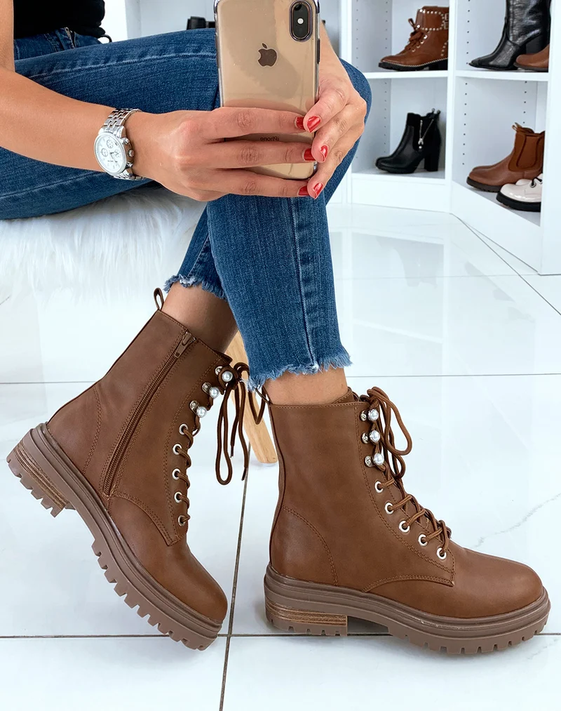 Bottines montantes camel