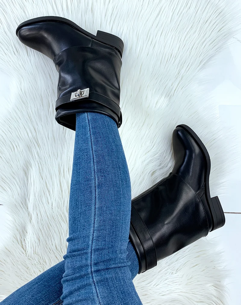 Bottines hautes noires style Shark